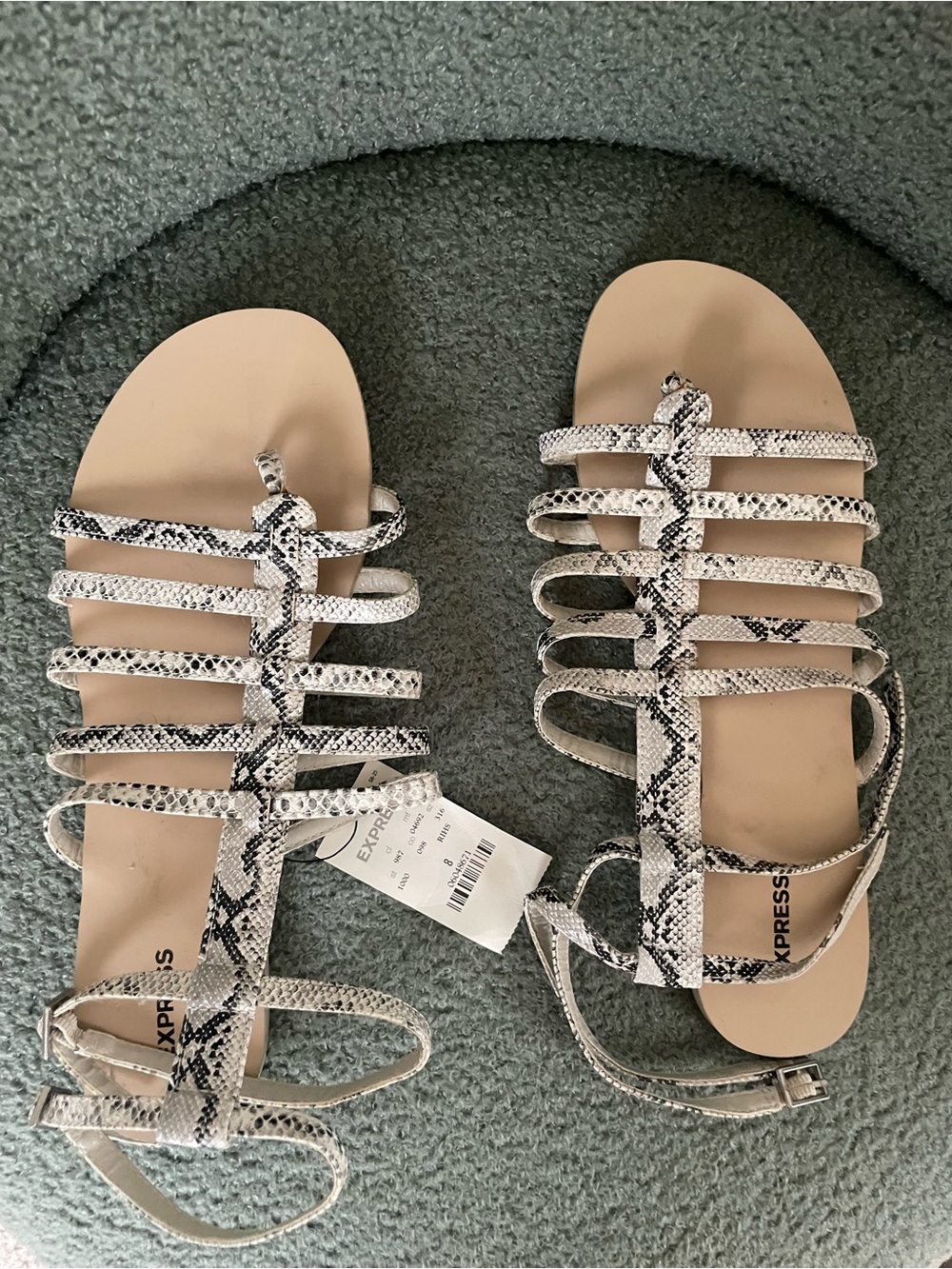 Express Snake-Print Strappy Sandals